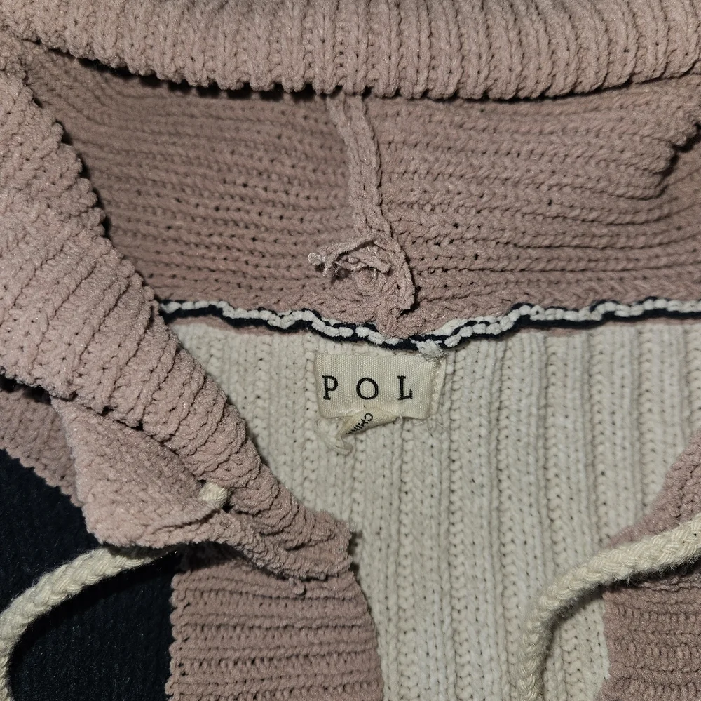 POL Slouchy Mixed Media Cardigan With Hood Medium - Picture 3 of 6